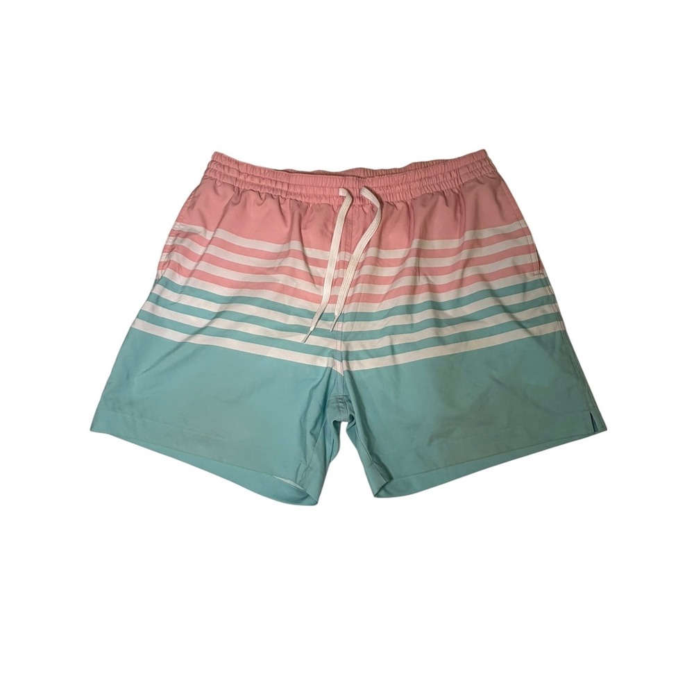 Chubbies The On The Horizons Swim Trunks Pink Teal Striped XL 5.5" Inseam Summer